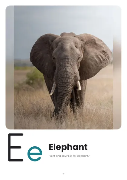 E is for Elephant photo page